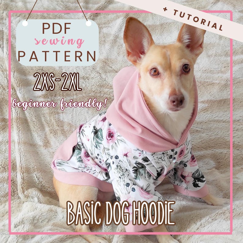 Dog Hoodie Sewing Pattern: DIY Pet Clothing (PDF Pattern, 2XS-2XL Sizes) image 1