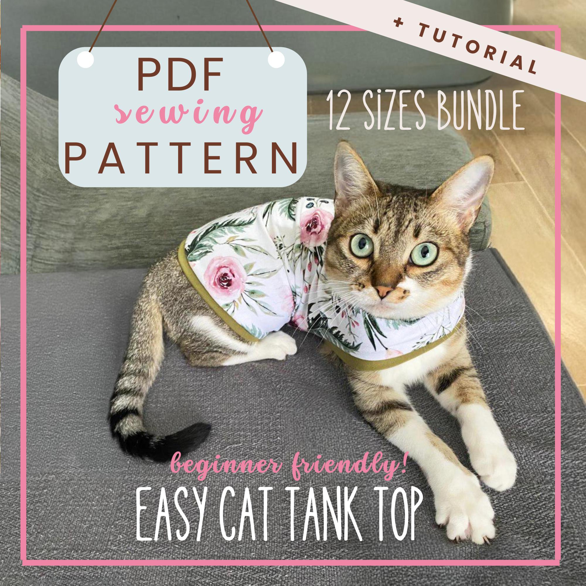 DIY Cat Shirt Pattern: Easy Sew Sleeveless Cat Clothes (digital Download -  Etsy Israel, image size:2000x2000