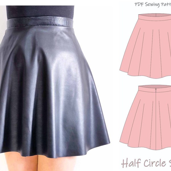 Half circle skirt pdf digital  file sewing pattern, sizes XS - XL download tutorial english and spanish instructions