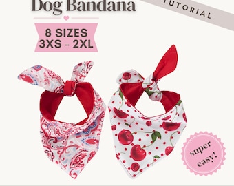 Reversible Dog Bandana PDF Sewing Pattern (PDF) / DIY Pet Accessories (3XS-2XL)