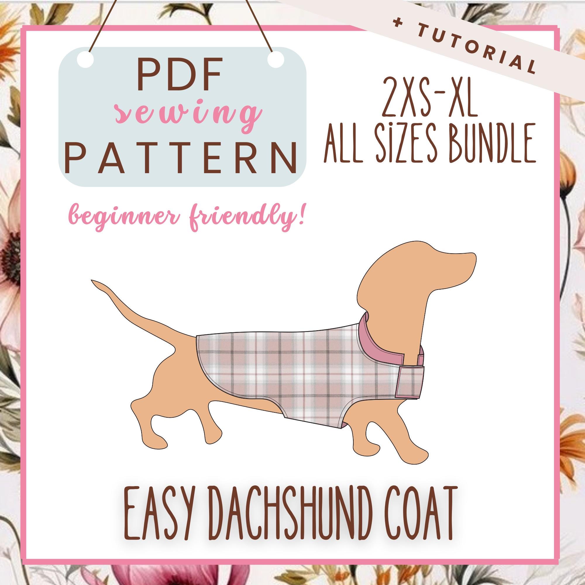 Dackel-Mantel Schnittmuster: DIY Doxie Regenmantel (PDF-Download, 2XS-XL)