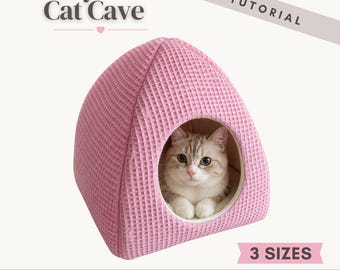 Patrón de costura en PDF para cueva de gato / Cama acogedora para gatos (hágalo usted mismo) / Patrón de casa para gatos ideal para principiantes