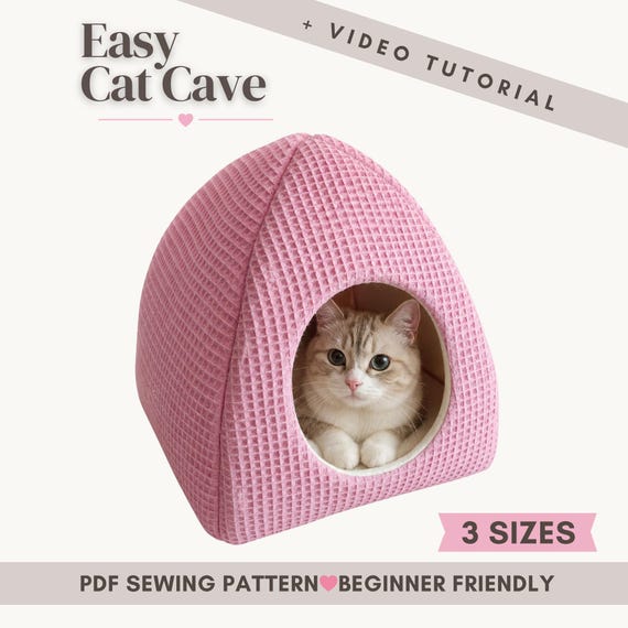 PDF Cat Cave Sewing Pattern / Cozy DIY Cat Bed / Beginner-Friendly Cat House Pattern