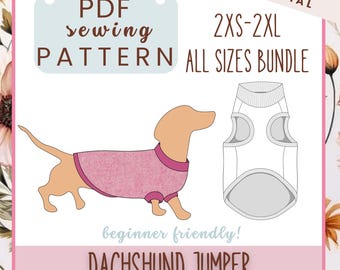 PDF Sewing Pattern for Dachshund Sweater / DIY Dog Sweater for Dachshund, Teckel, or Corgi / Instant Download PDF Dog Clothing Pattern