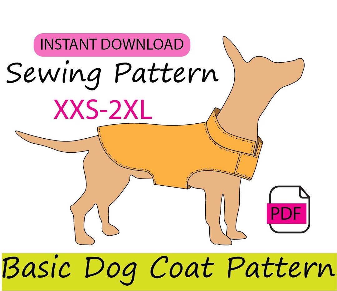 Basic Dog Coat Raincoat Pdf Digital File Sewing Pattern Sizes Etsy