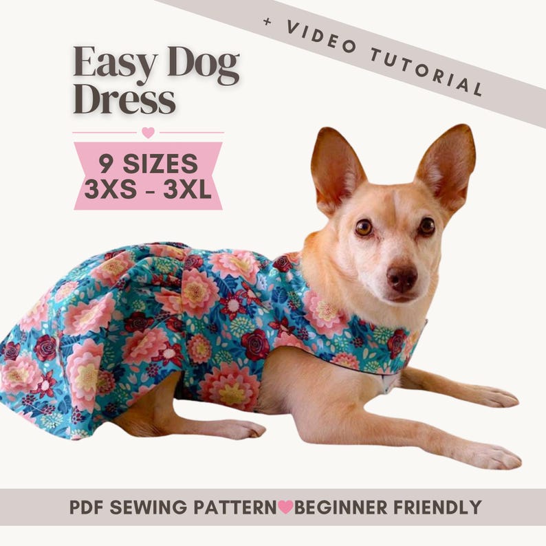 Dog Dress Sewing Pattern with Ruffled Skirt, (PDF Download) image 1