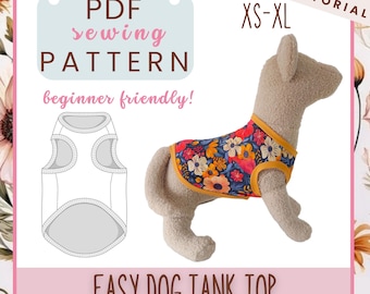 Dog Tank Top Sewing Pattern: Beginner-Friendly PDF (XS-XL) Sleevless Dog Shirt