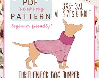 Hund Rollkragenpullover Schnittmuster: DIY Hundekleidung (PDF Download)