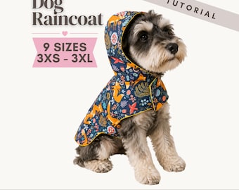 Dog Raincoat Sewing Pattern PDF: Hooded Coat, Easy DIY Pet Apparel for winter