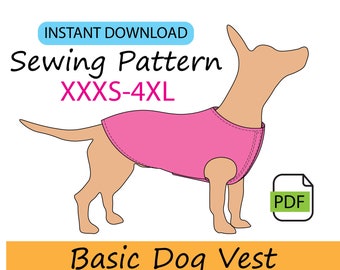 Dog vest pattern, easy digital PDF file to sew your pet's clothes