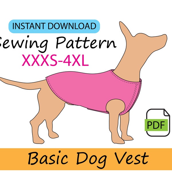 Dog vest pattern, easy digital PDF file to sew your pet's clothes