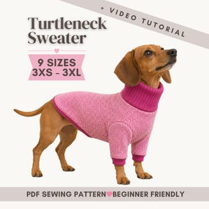 Patron de couture pour pull à col roulé pour chien : vêtements pour chien à faire soi-même (téléchargement PDF)