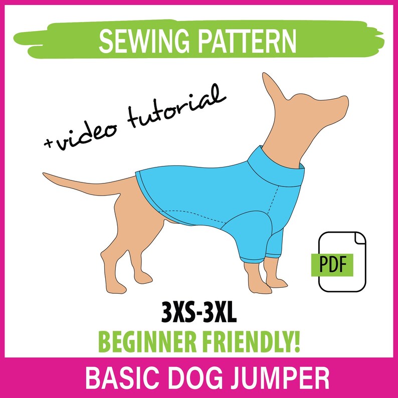 Dog Jumper Pattern, Digital Sewing Pdf File to Sew Your Own Pet's