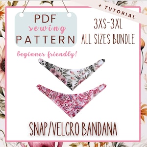 Naaipatroon hondenbandana: drukknoop of klittenband, alle maten (pdf-patroon)