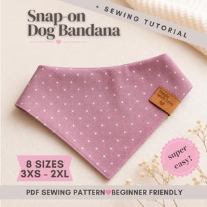 Patron de couture PDF facile à enfiler pour bandana pour chien (PDF) / Accessoires pour animaux de compagnie à faire soi-même (3XS-3XL)