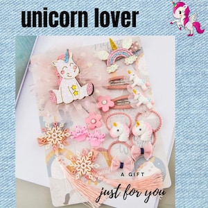 Unicorn Hair Set, unicorn hair accessories, Unicorn hair clips, Unicorn Gifts for girls, Christmas gift, Birthday gift for girls