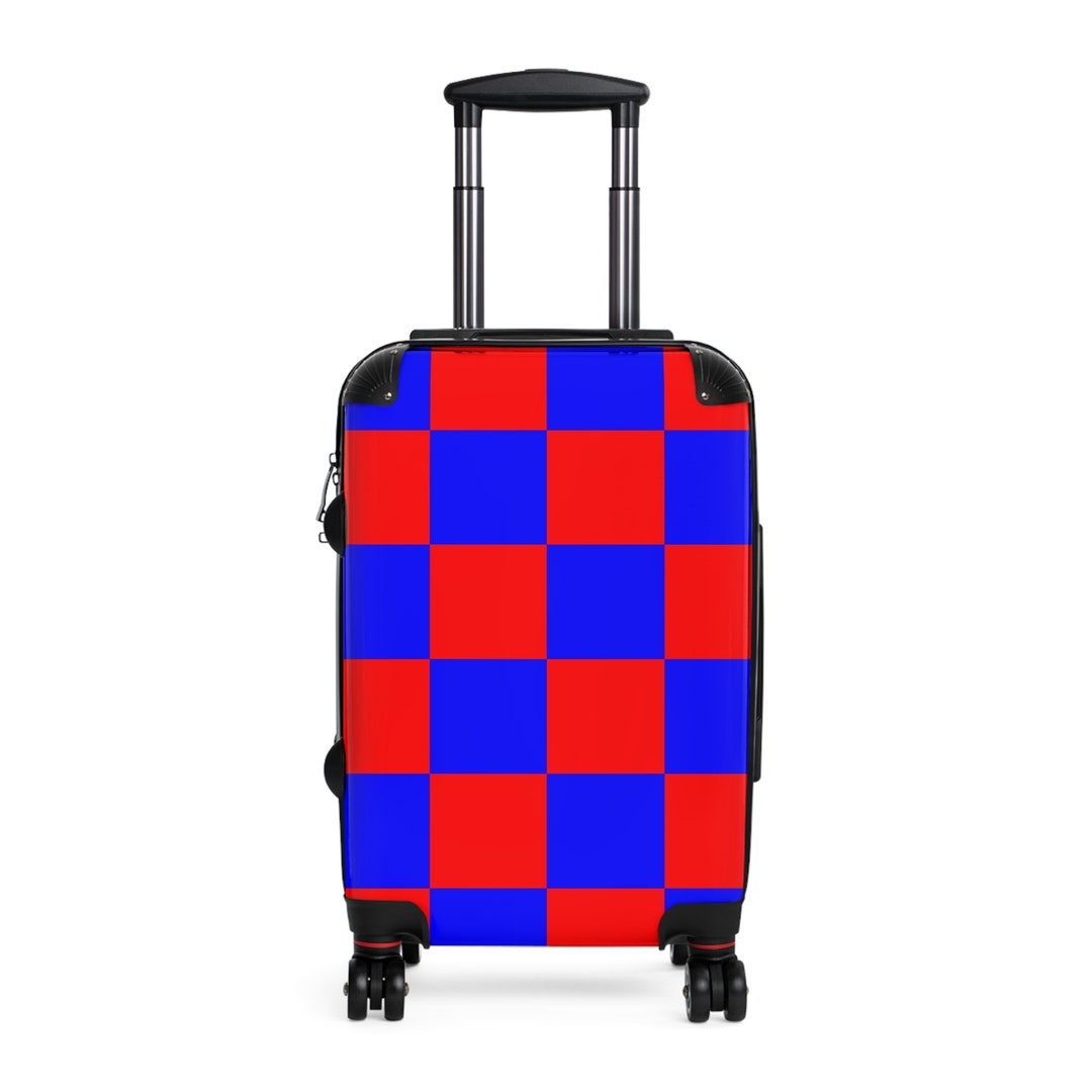 Large Squares Red and Blue Checker Pattern Suitcases Etsy