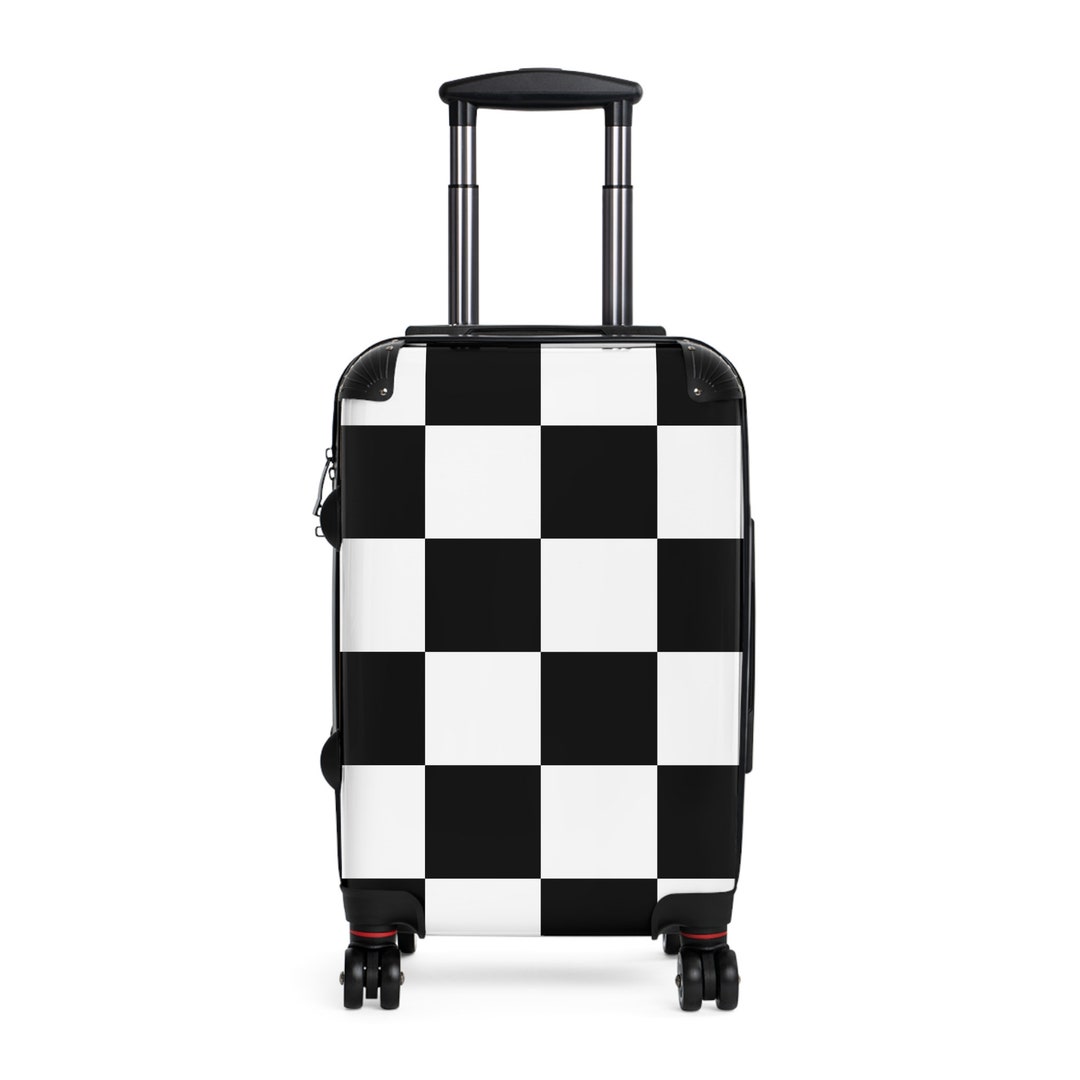 Large Squares Black and White Checker Pattern Suitcases Etsy