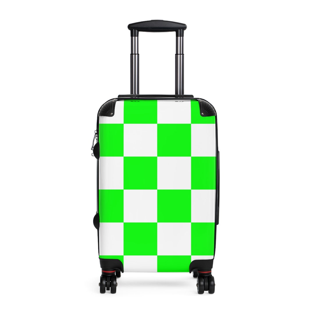 Large Squares Green and White Checker Pattern Suitcases Etsy