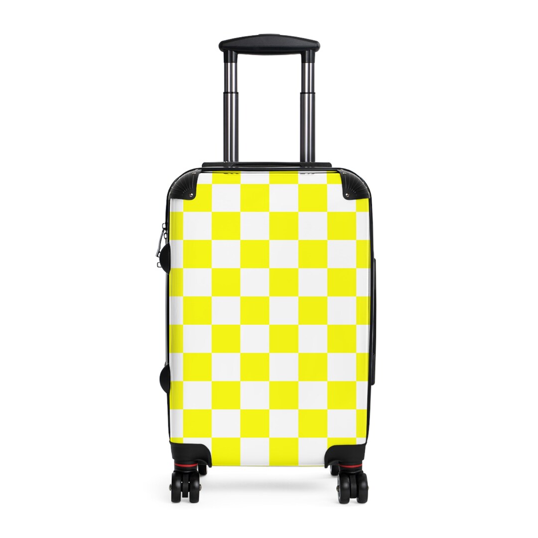 Medium Squares Yellow and White Checker Pattern Suitcases Etsy