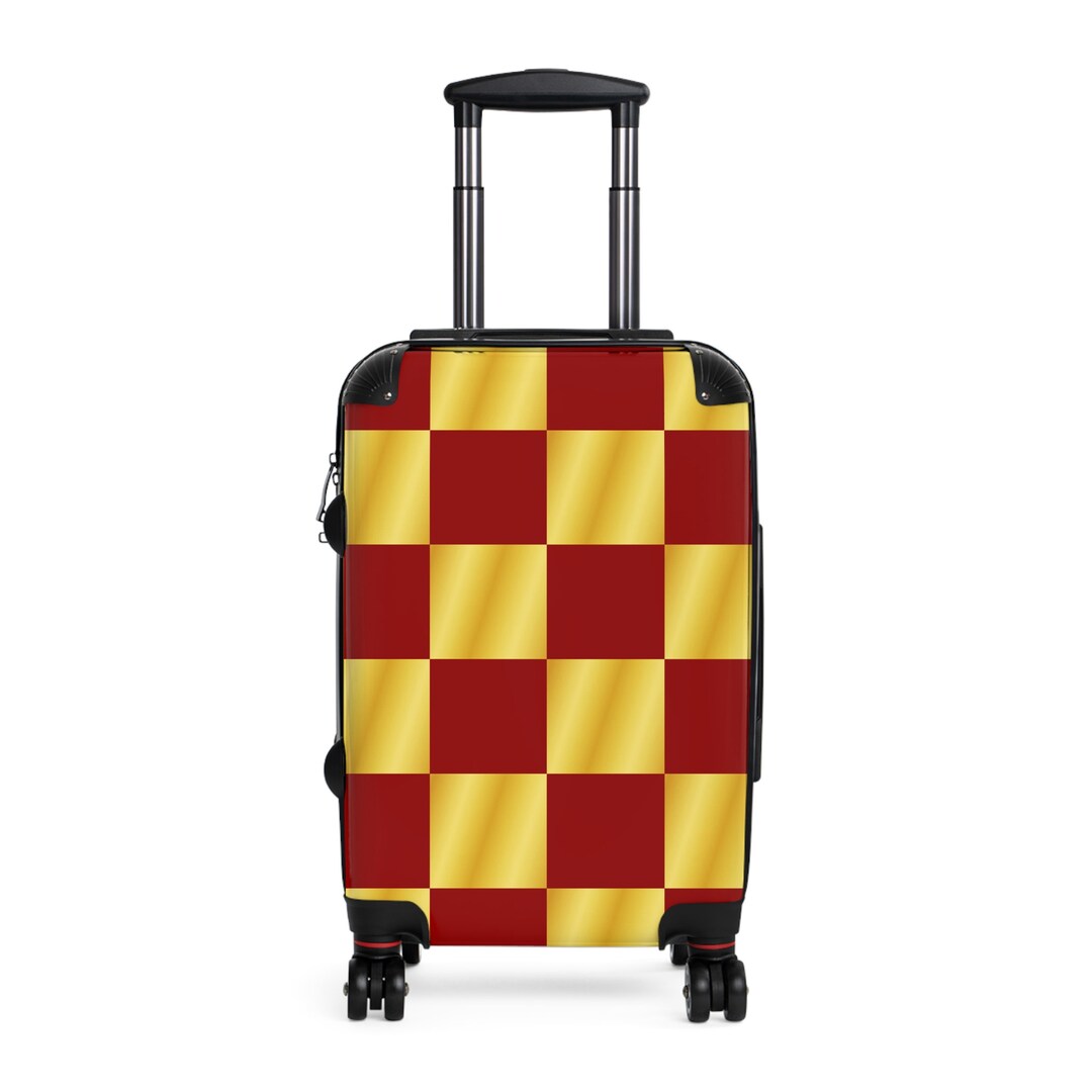 Large Squares Gold and Dark Red Checker Pattern Suitcases Etsy