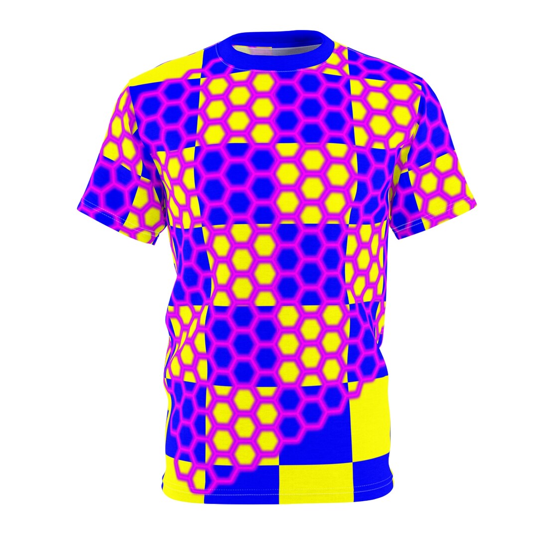 Blue and Yellow Checker Background Magenta GLOWING - Etsy