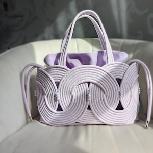 Purple Handmade Rope Bag, Rope Shoulder Bag, Stylish Purse, Cotton Bag, Sustainable Materials