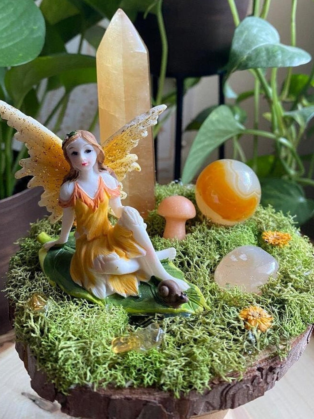 Crystal Fairy Garden / Crystal Art / Cottagecore Decor / Etsy