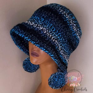 Crochet Night Sea Bucket Hat (Large)