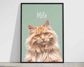 Custom Cat Portrait Painting: Personalized Pet Art (Digital Download)