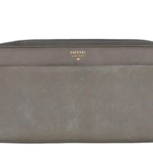 Cartera de piel con cremallera gris Fossil