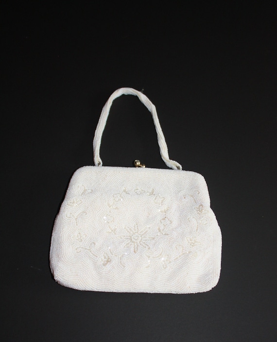 Vintage Pearl White Beaded Handbag by Josef