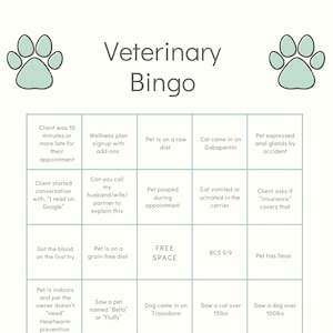 Plus de cartes de bingo vétérinaire