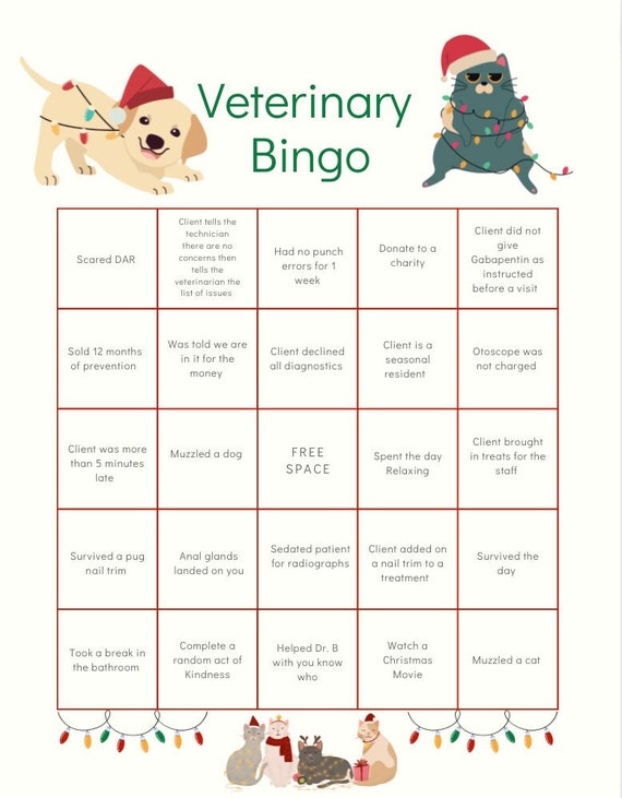 Veterinary Christmas Bingo
