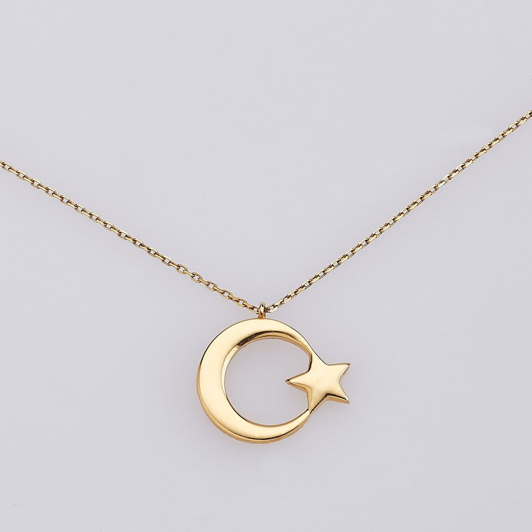14k Gold Crescent Moon Necklace Moon Pendant Pendants Gift for Her Moon