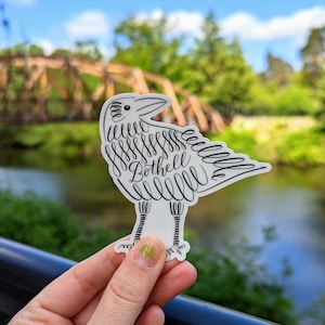 Bothell crow calligraphy sticker | calligraphic illustration sticker | vinyl waterproof 3x3 inch sticker
