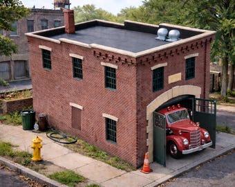 O Maßstab 1:48.Kleine Stadt Feuerwehrhaus, Holzbausatz