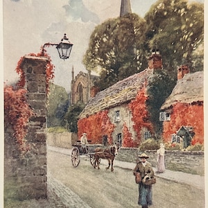 Peak Distrikt Bakewell Vintage Druck Aquarell Malerei Haus Dekor Wand Kunst Antike Kunstwerk Schöne Englische Dorf Bild
