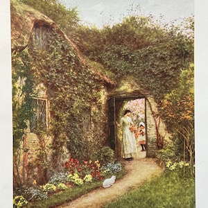 Cottages of England Farringford Isle of Wight Vintage Print Watercolour Painting English Countryside Rural Landscape Picture