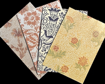 Cartulina con diseño de patrón de papel tapiz vintage de William Morris, ideal para diarios, álbumes de recortes o creación de tarjetas. Conjunto de cuatro diseños.
