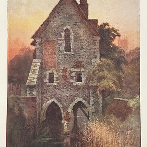 Canterbury Kent The Greyfriars House Vintage Print Watercolour Painting Art Antique Artwork Old English Architecture Cathedral City Picture