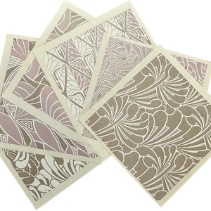 Cartão com padrão vintage Art Nouveau, ideal para diário, scrapbooking ou criação de cartões. Conjunto de seis designs.