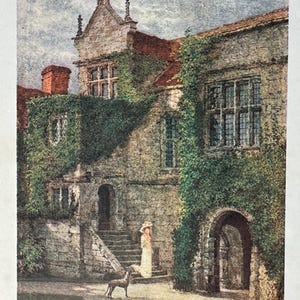 Kent Maidstone Palace of The Archbishops Vintage Print Watercolour Painting Art Antique Artwork Old English Buildings Architecture Town