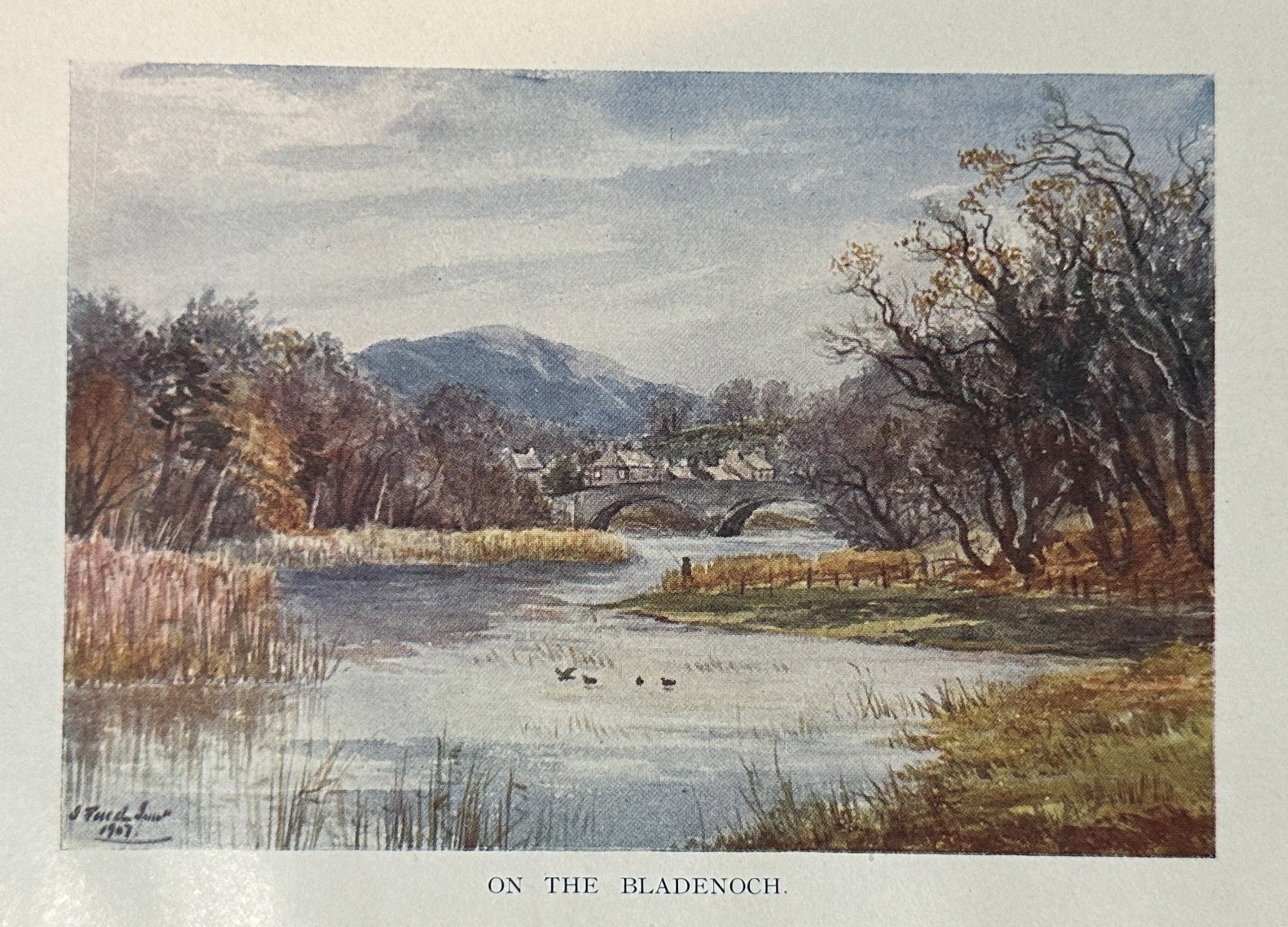 ギャロウェイ、スコットランド、ブレデノック川、ヴィンテージ、小版画