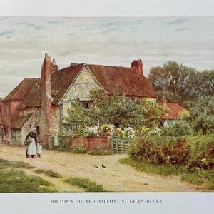Cottages of England Milton’s House Chalfont St Giles Bucks Vintage Print Watercolour Painting Artwork English Rural Countryside Landscape