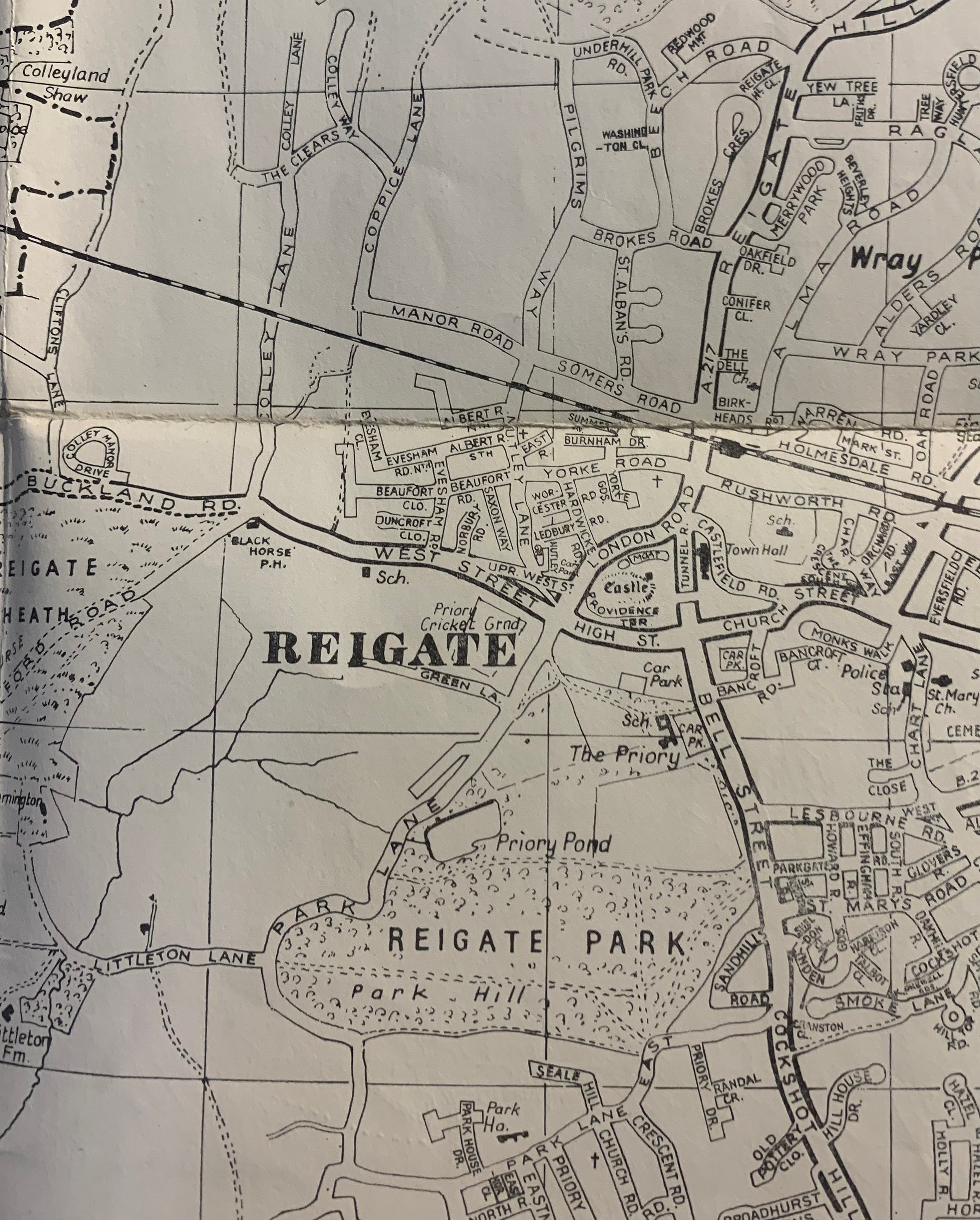 Vintage Street Map of Reigate and Redhill. Ideal for Etsy UK