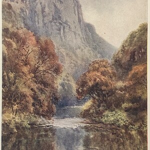 Peak District High Tor, Matlock Vintage Print Watercolour Painting Art Antique Artwork English Countryside Landscape Picture