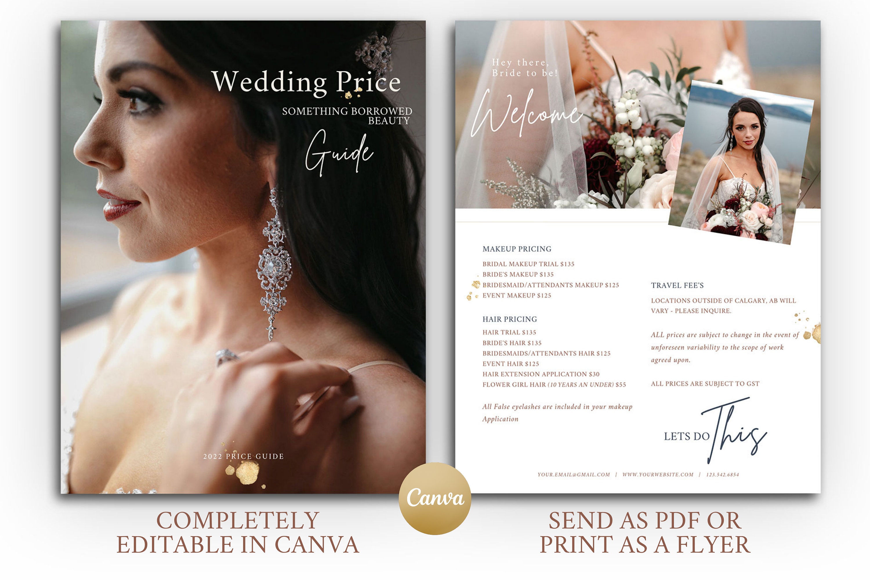 dom kop dramatisk Canva Pricing Guide for Wedding Hair Stylists & Makeup - Etsy Denmark