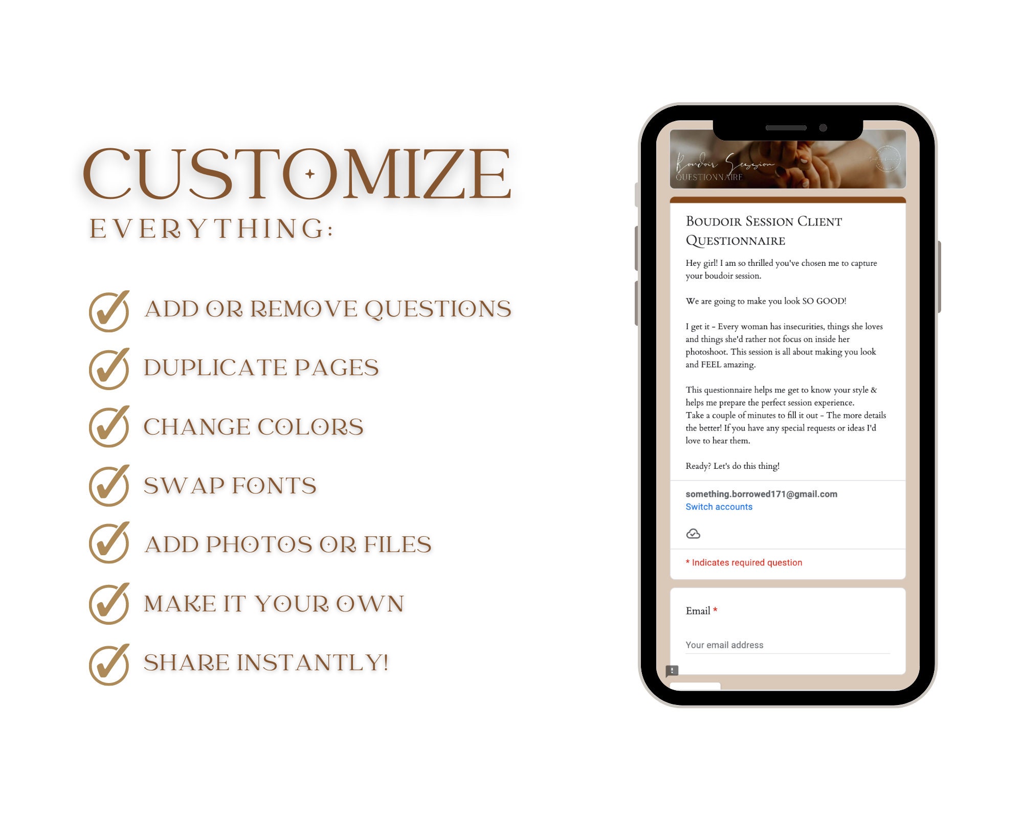 Boudoir Photoshoot Questionnaire - Online Form Questionnaire, Drag ...
