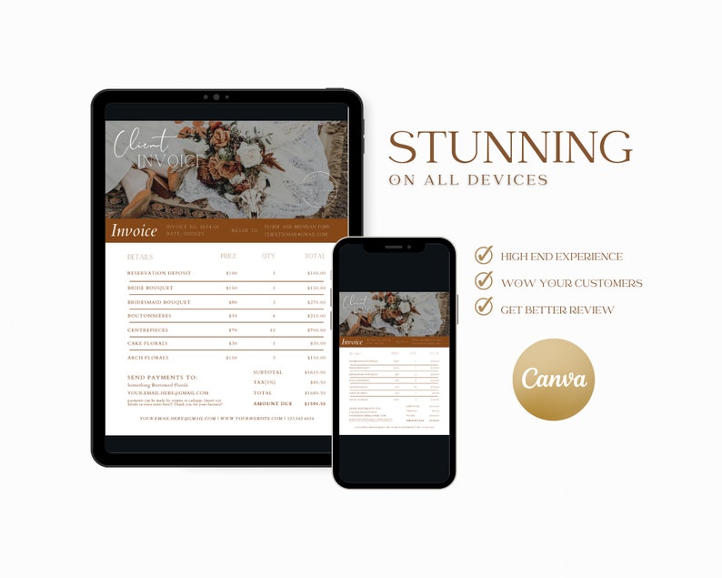 Florists Invoice, Florals Invoice, Invoice Template, Canva Template ...